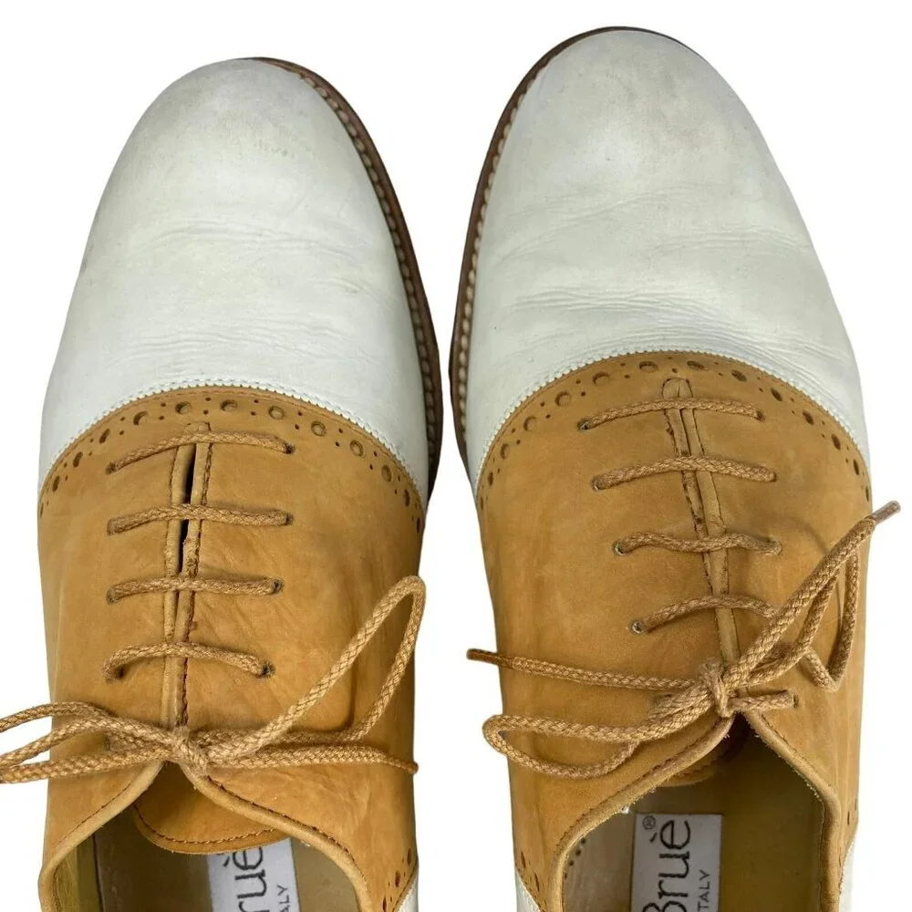 Aldo Bruè Men's Tan White Leather‎ Wingtip Oxford Shoes Size 7